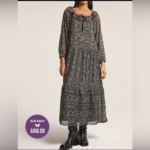 Old Navy Dresses & Skirts - Old navy X Anna Sui maxi dress ruffle collar